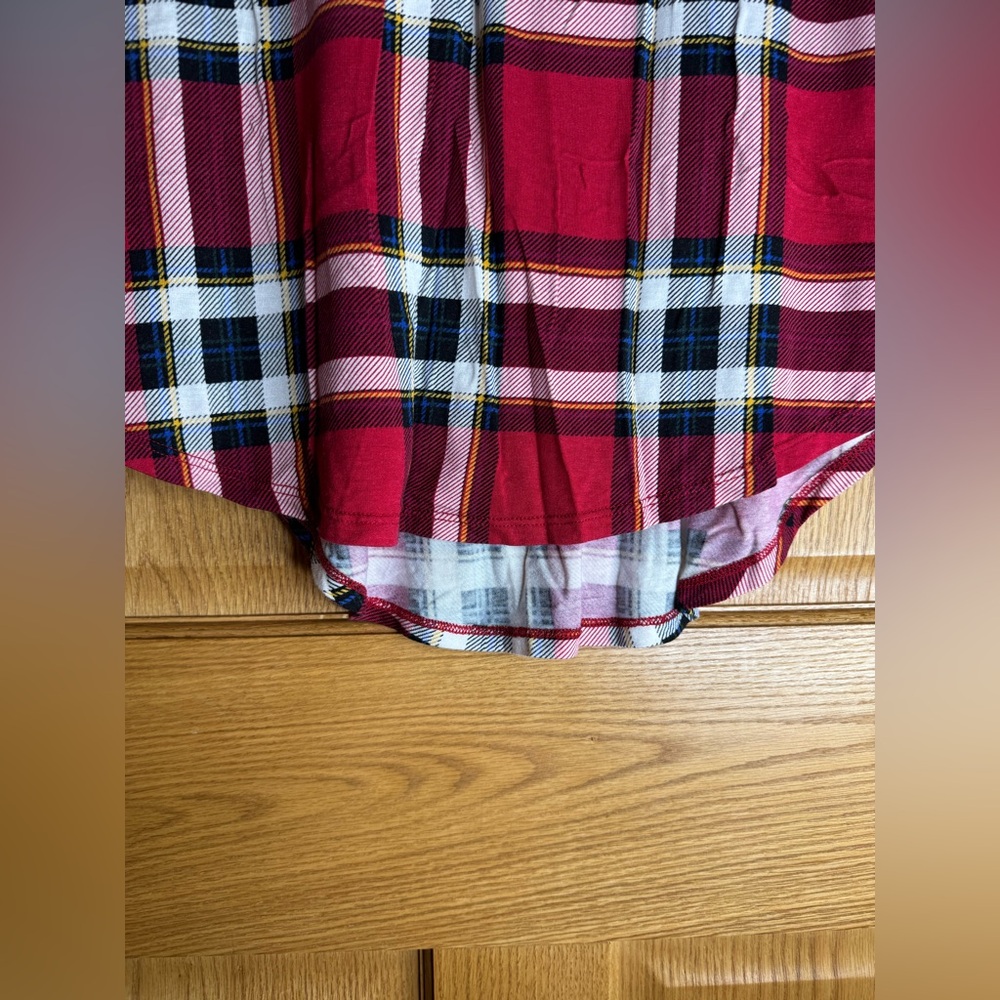 Red Plaid Shirt Dress - Picture 4 of 7